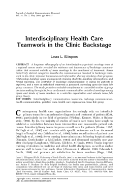 Interdisciplinary Health Care Teamwork in the Clinic Backstage