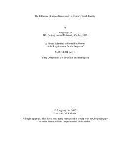 The Influence of Video Games on 21st Century Youth Identity by