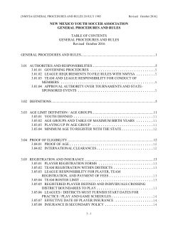 general procedures and rules - New Mexico Youth Soccer Association