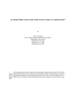 Are Roads Public Goods, Club Goods, Private Goods, or Common