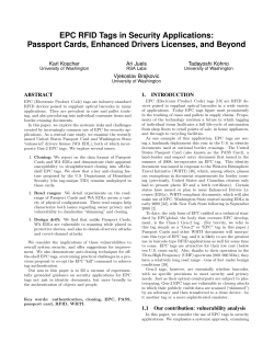 EPC RFID Tags in Security Applications: Passport Cards