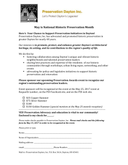 Please sponsor - Preservation Dayton