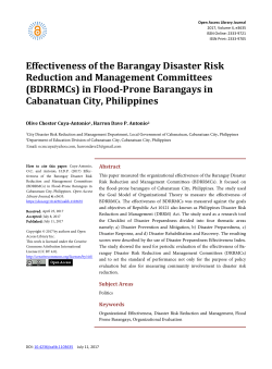 Effectiveness of the Barangay Disaster Risk Reduction and