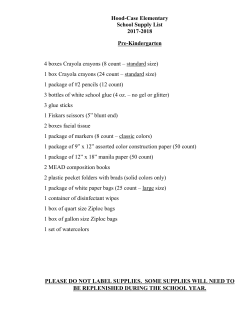 Hood-Case Elementary School Supply List 2017-2018
