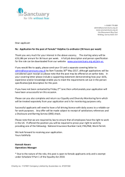 Helpline Co-ordinator Covering Letter May 2017