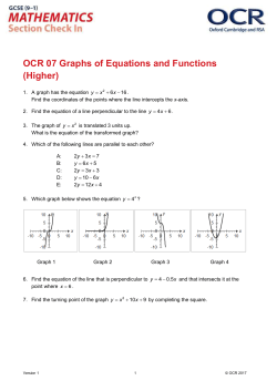 Section check in - Higher - OCR 7 Graphs of equations and functions