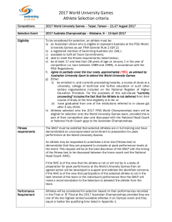 2017 World University Games Athlete Selection criteria