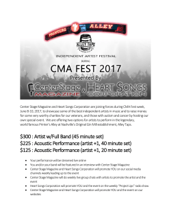 $300 : Artist w/Full Band (45 minute set) $225 : Acoustic
