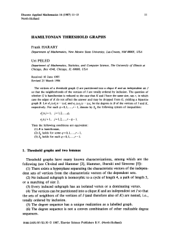 HAMILTONIAN THRESHOLD GRAPHS Frank