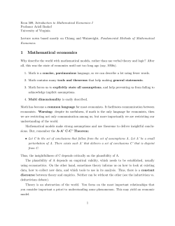 1 Mathematical economics - Paris School of Economics