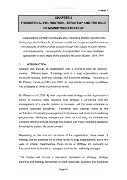 chapter 2 theoretical foundation – strategy and the role of marketing