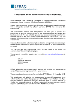 EFRAG Questionnaire on the Proposed Definitions of an Asset and