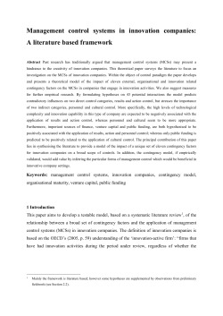 Management control systems in innovation companies: A literature