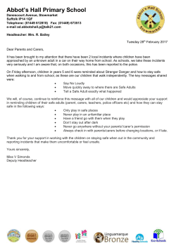 Stranger Danger - Abbot`s Hall Primary School