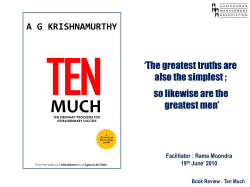 Book Review : Ten Much AG KRISHNAMURTHY