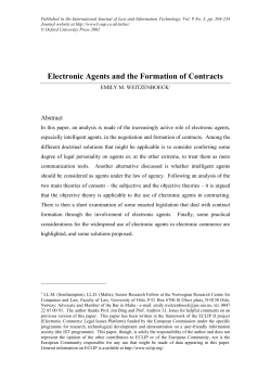 Electronic Agents and the Formation of Contracts