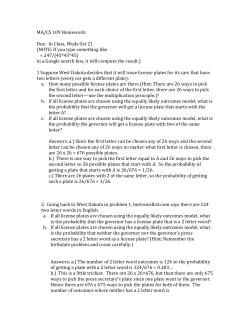 MA/CS 109 Homework: Due: In Class, Weds Oct 21 (NOTE: If you