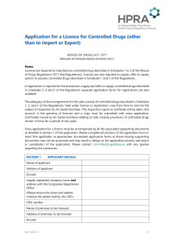Application for a Licence for Controlled Drugs (Other than to Import