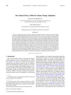 The Cultural Theory of Risk for Climate Change Adaptation