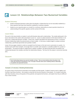 Algebra I Module 2, Topic D, Lesson 13: Teacher