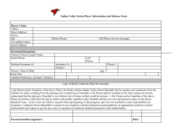 Indian Valley Storm Player Information and Release Form