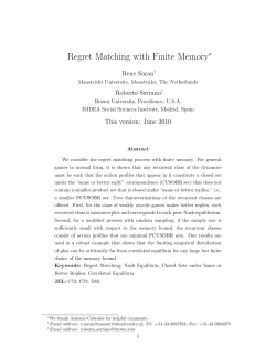 Regret Matching with Finite Memory