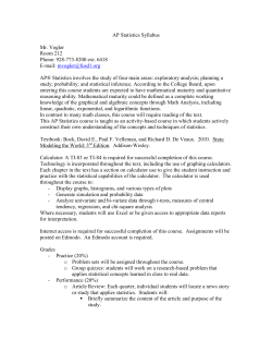 AP Statistics Syllabus Mr. Vogler Room 212 Phone: 928-773