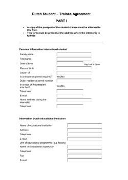 Dutch International Student &ndash; Trainee Agreement