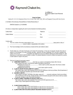 Proof of Claim - Raymond Chabot