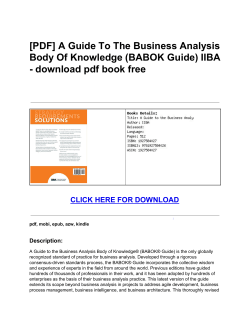 A Guide To The Business Analysis Body Of