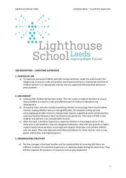 Lighthouse School LeedsJob Description &ndash; Lunchtime Supervisor