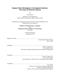 Supply Chain Strategies in the Apparel Industry: The Case of