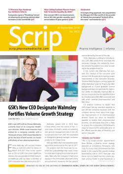 GSK`s New CEO Designate Walmsley Fortifies Volume