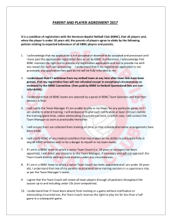 Player / Parent Agreement - Kenmore Baptist Netball Club