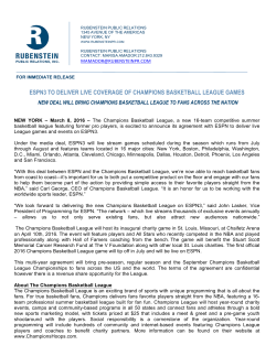 espn3 to deliver live coverage of champions basketball league games