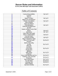 NVYSL Soccer Rules and Information