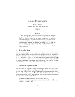 Generic Programming 1 Introduction 2 Motivating examples