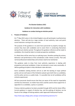 Guidance for Interaction with PCC Candidates