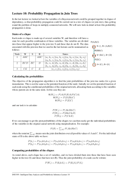 Lecture 10: Probability Propagation in Join Trees