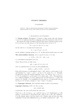 SYLOW`S THEOREM 1. Background and statement 1.1. Group