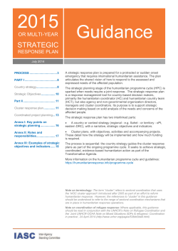 Strategic Objectives - HumanitarianResponse