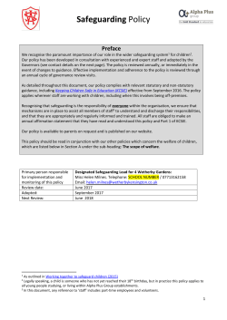 Safeguarding Policy - Wetherby Kensington