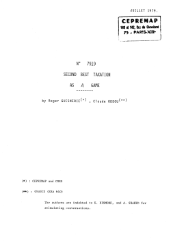 SECOND BEST TAXATION AS A GAME