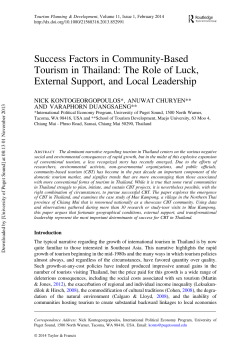 Success Factors in Community-Based Tourism in Thailand: The