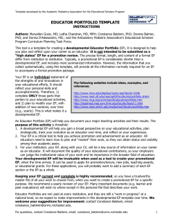 Formatted template for ESP scholar Educator Portfolio