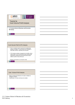 Cost Volume Profit Analysis