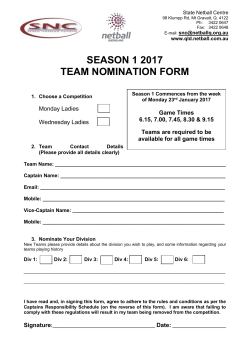 SEASON 1 2017 TEAM NOMINATION FORM Choose a Competition