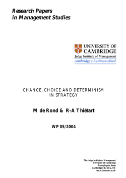 PDF - Chance, Choice and Determinism in Strategy