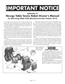 Robo-Pong 1050/2050 Owner`s Manual