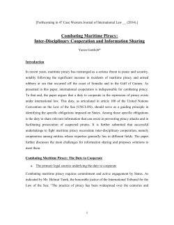 Combating Maritime Piracy: Inter-Disciplinary Cooperation and
